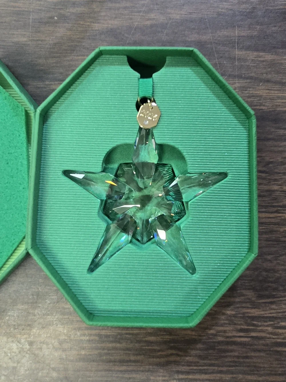 Swarovski Green Octagonal Box with Gold Swan Emblem 2025 Collection